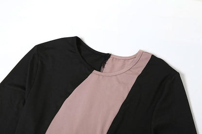 Long sleeve patchwork maxi dress