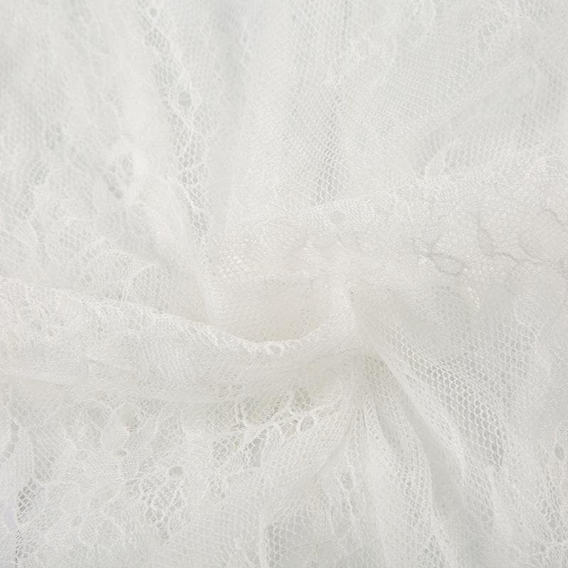 Long sleeve lace see through self tie top