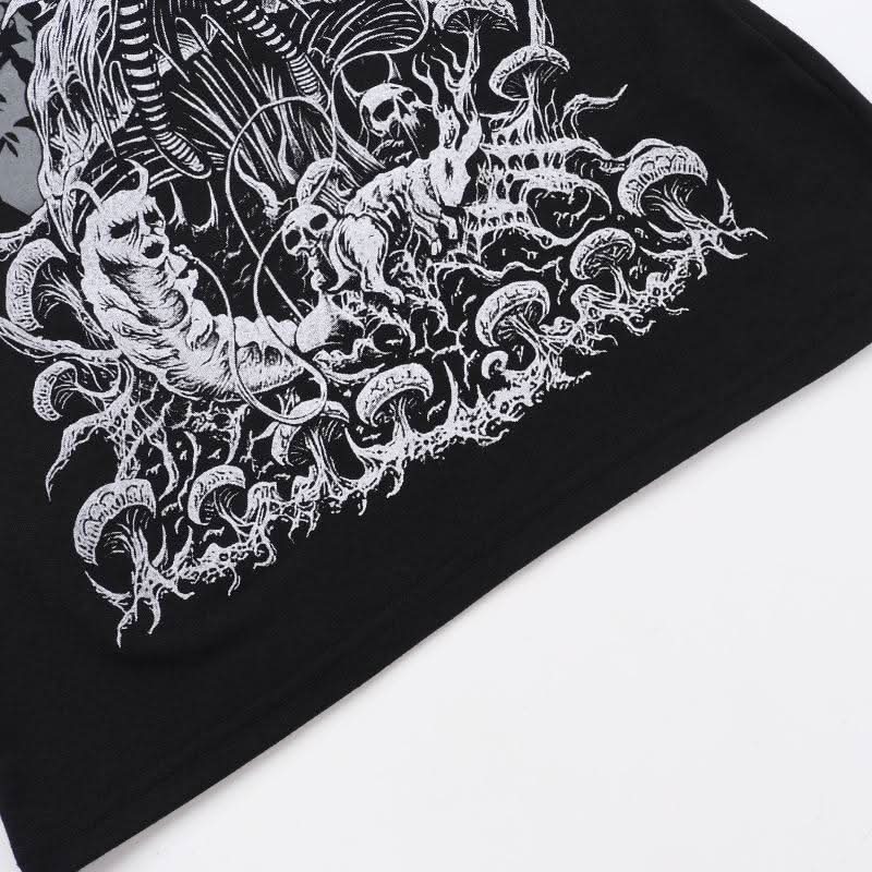U neck abstract skull pattern tank mini dress