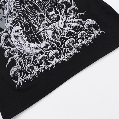 U neck abstract skull pattern tank mini dress