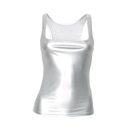 U neck PU leather tank top