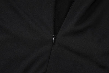 Hollow out high neck irregular zip-up jumpsuit
