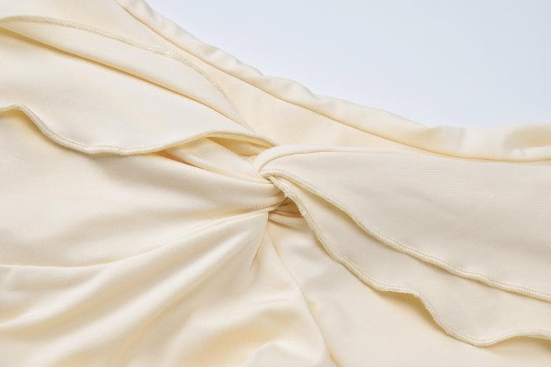 Ruffle v neck ruched solid mini dress