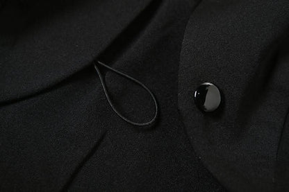 Long sleeve turnover collar button hollow out cut out mini dress