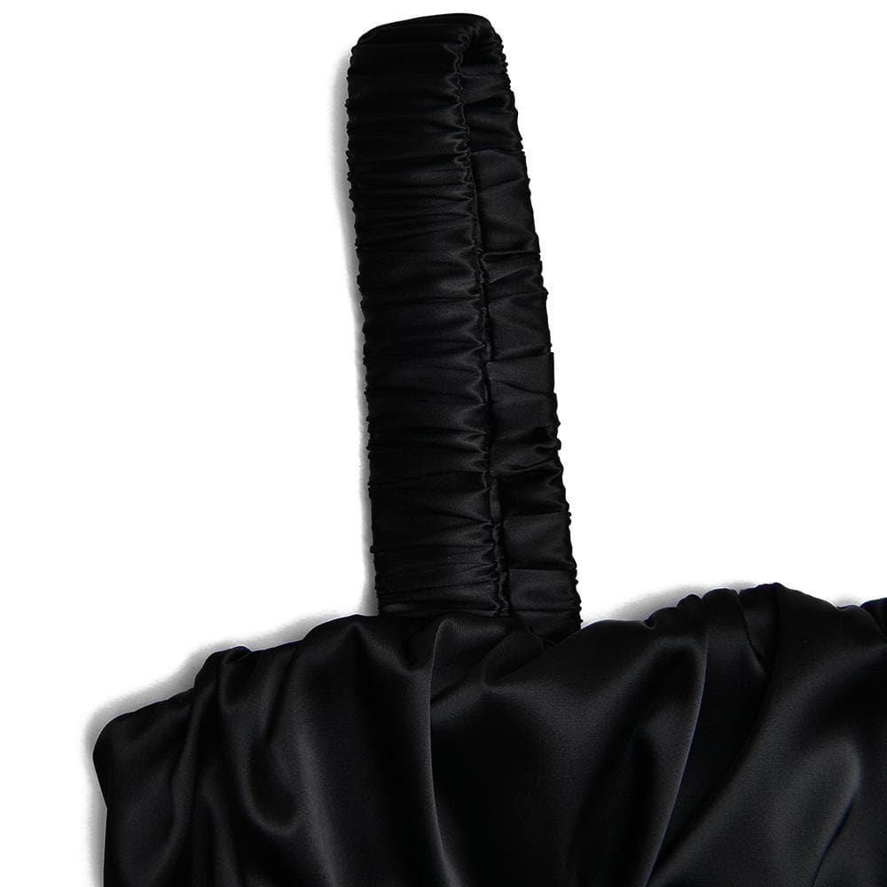 Ruched corset zip-up satin cami maxi dress