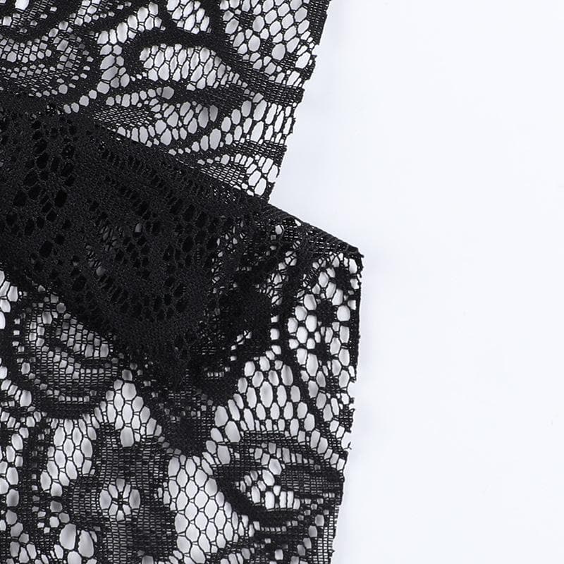 Halter backless lace flower pattern solid top