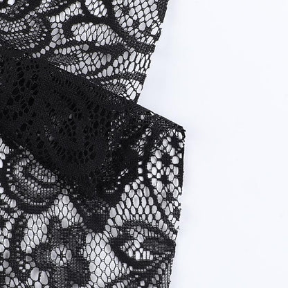 Halter backless lace flower pattern solid top