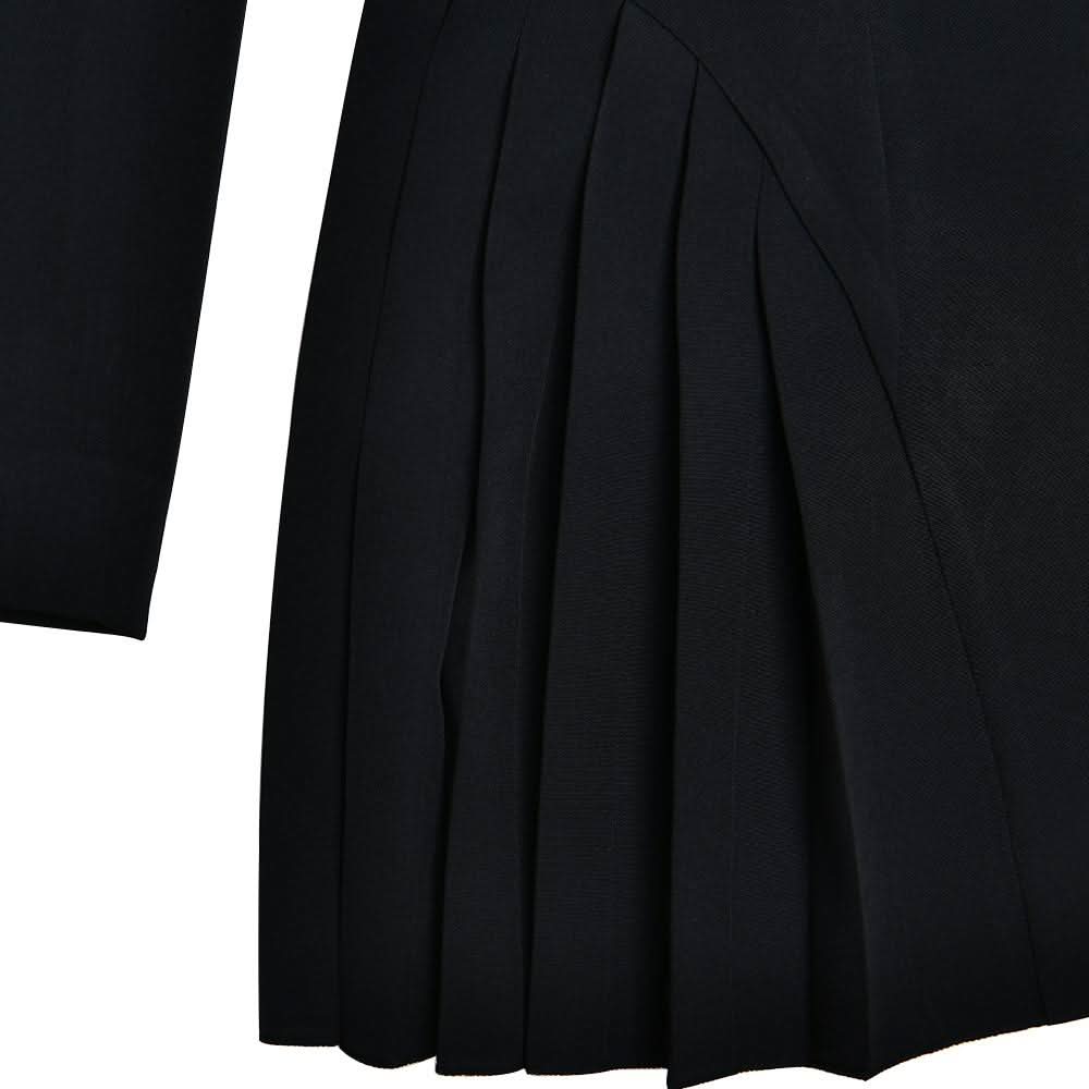 Turnover collar long sleeve v neck button pleated mini dress
