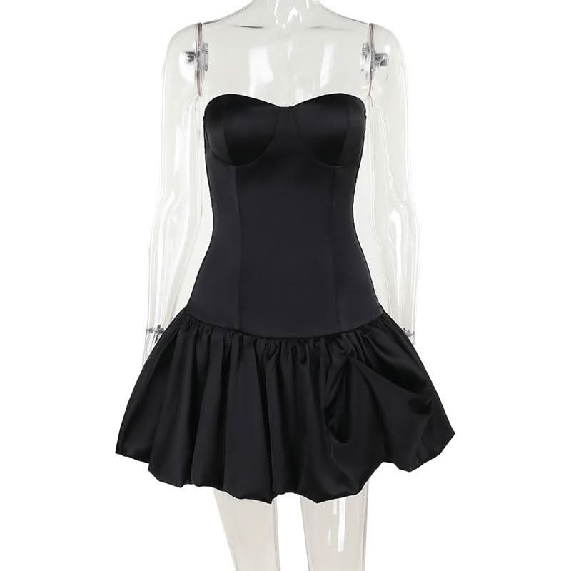 Sweetheart neck backless solid tube mini dress