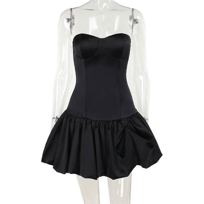 Sweetheart neck backless solid tube mini dress