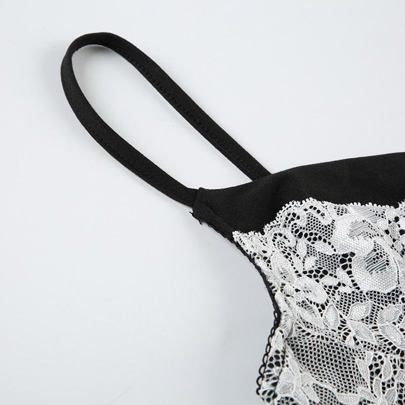 V neck lace hem bowknot cami top