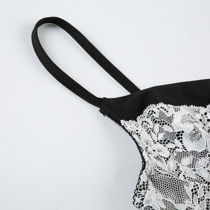 V neck lace hem bowknot cami top