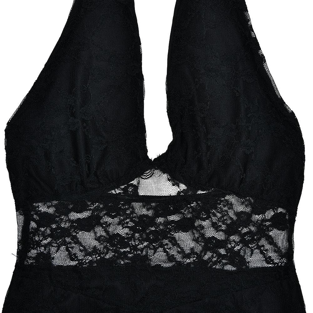 Halter lace patchwork v neck backless mini dress