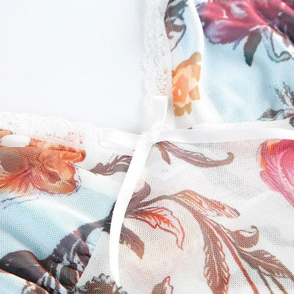 Halter contrast bowknot mesh top