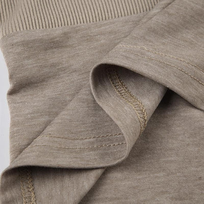 Ribbed button v neck lace hem long sleeve top