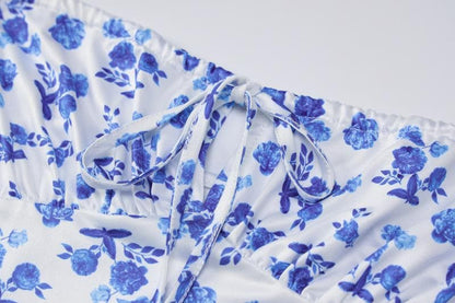 Floral Print Square Neck Tie Front Cami Maxi Dress