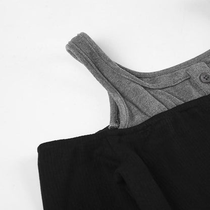 Off shoulder long sleeve contrast button top