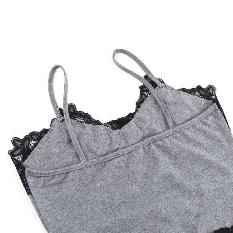 Butterfly print lace hem cami top