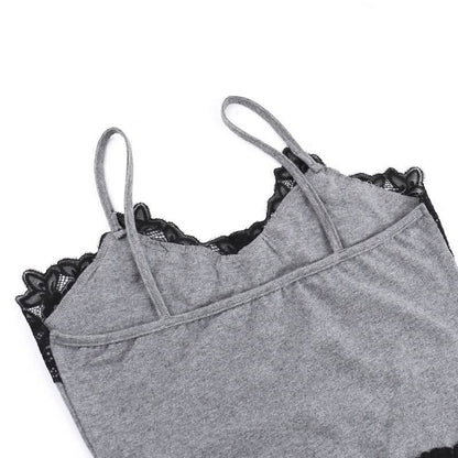 Butterfly print lace hem cami top