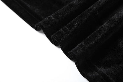 One shoulder irregular hollow out velvet mesh cut out maxi dress