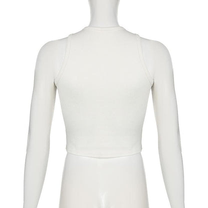 Crewneck bowknot ribbed sleeveless tank top