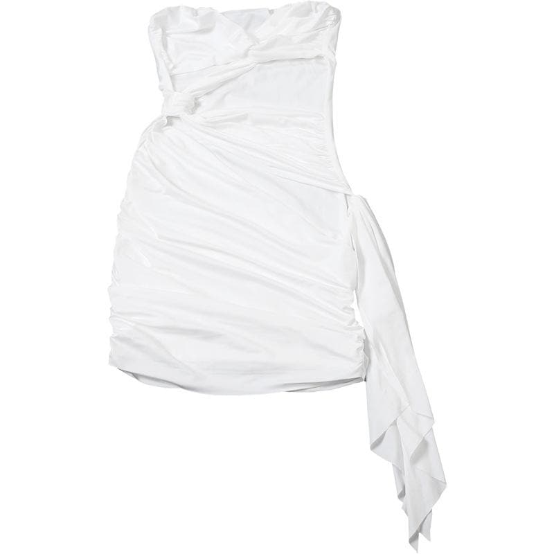 Ruffle solid ruched tube mini dress