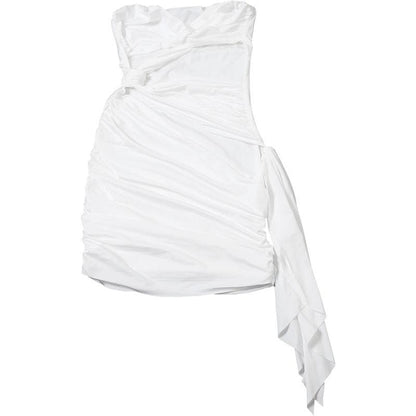 Ruffle solid ruched tube mini dress