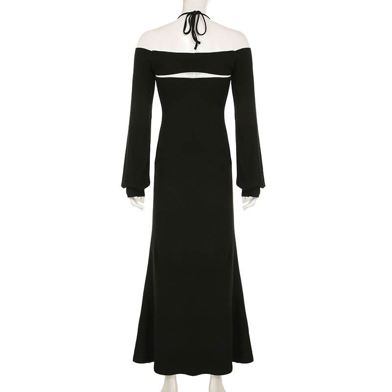 Halter long sleeve 2 piece maxi dress