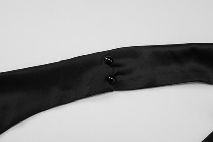 Halter cowl neck button ruched satin backless maxi dress