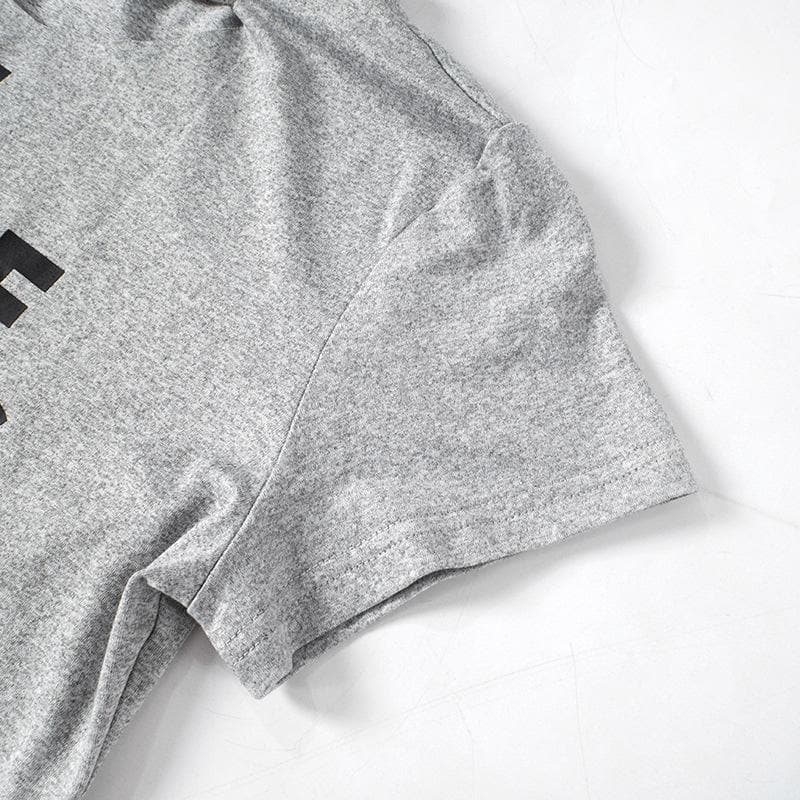 Short sleeve letter print crewneck hollow out crop cut out top