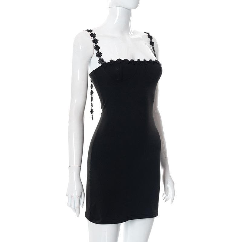 Floral strap square neck dress