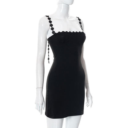 Floral strap square neck dress