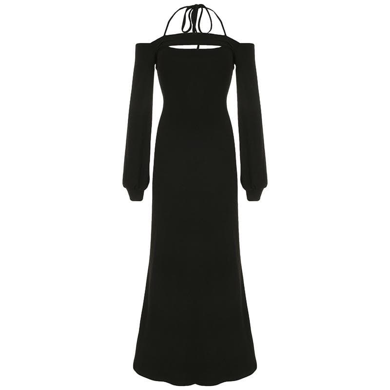 Halter long sleeve 2 piece maxi dress