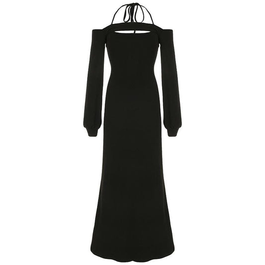 Halter long sleeve 2 piece maxi dress