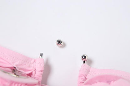 Notch neck flower applique ruched tube maxi dress