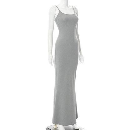 Spaghetti Strap Scoop Neck Mermaid Hem Bodycon Maxi Dress