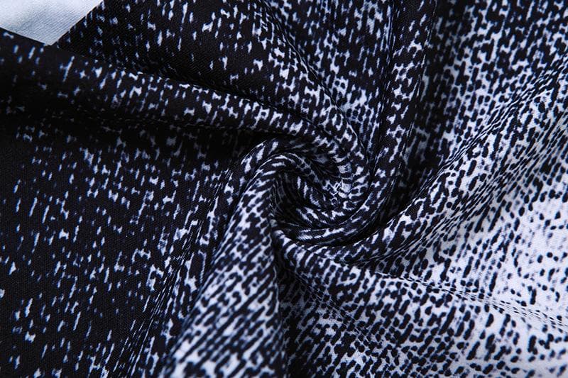 Contrast denim print slit backless tube maxi skirt set-final-sale