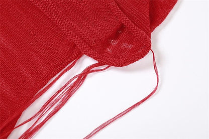 Crochet solid hoodie sleeveless see through maxi dress-final-sale