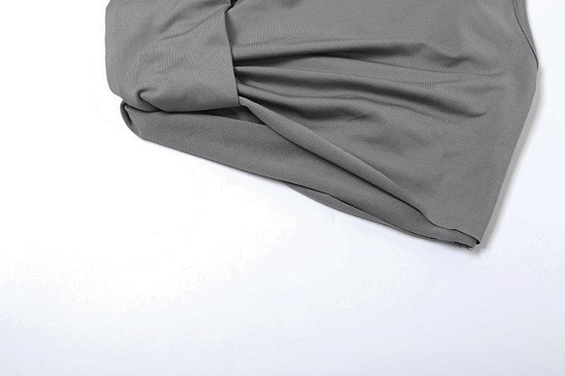 Ruched irregular solid crop maxi skirt set-final-sale