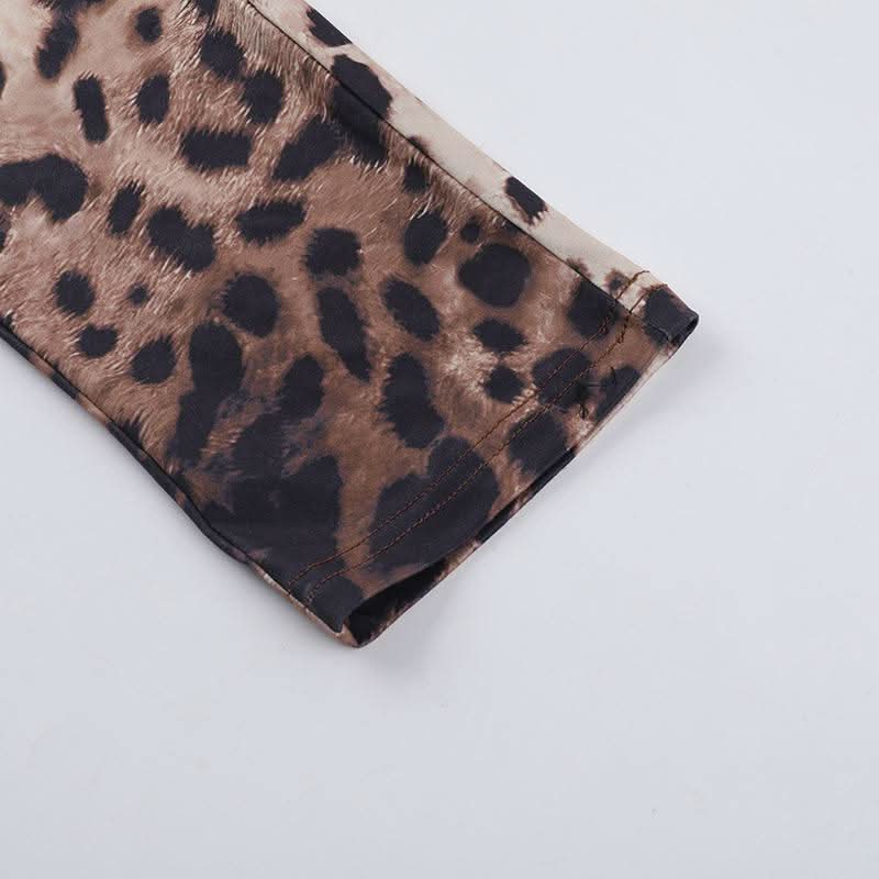 Leopard print v neck backless tank jumpsuit