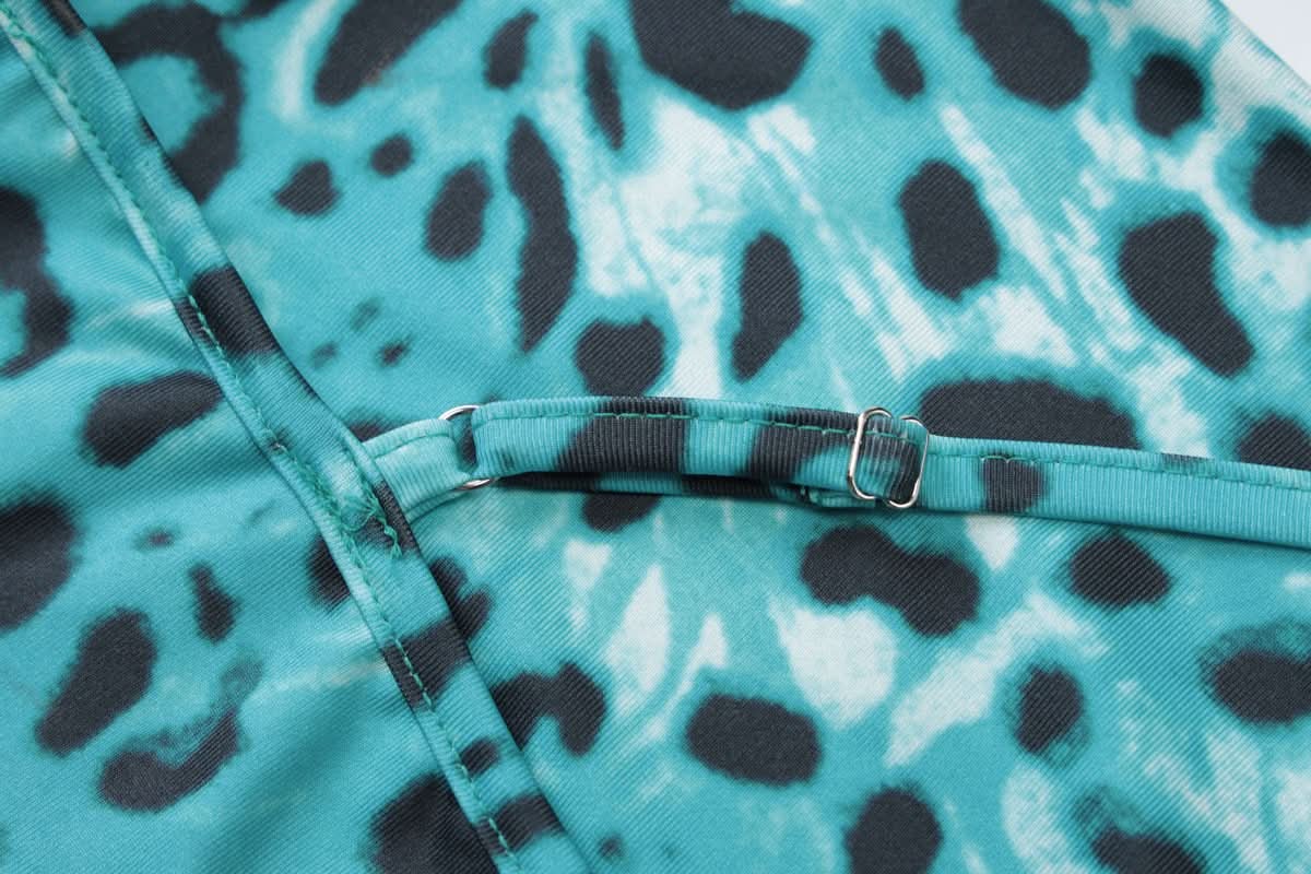 Leopard print cowl neck cross back cami maxi dress