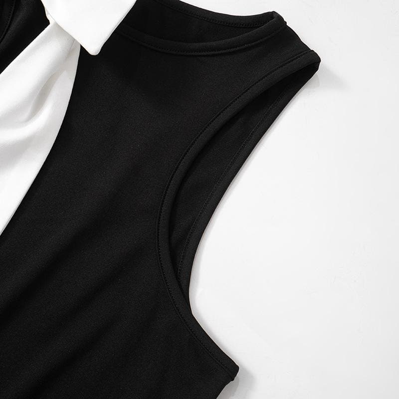 Crew neck bowknot applique tank top