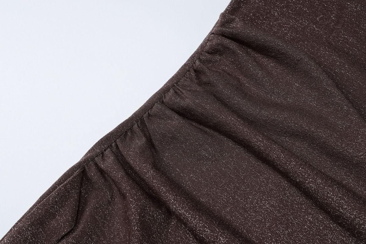 Glitter one shoulder slit cami maxi dress