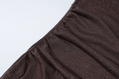 Glitter one shoulder slit cami maxi dress