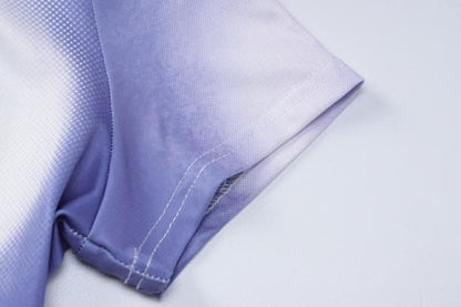 Short sleeve high neck contrast body print mini skirt set-final-sale