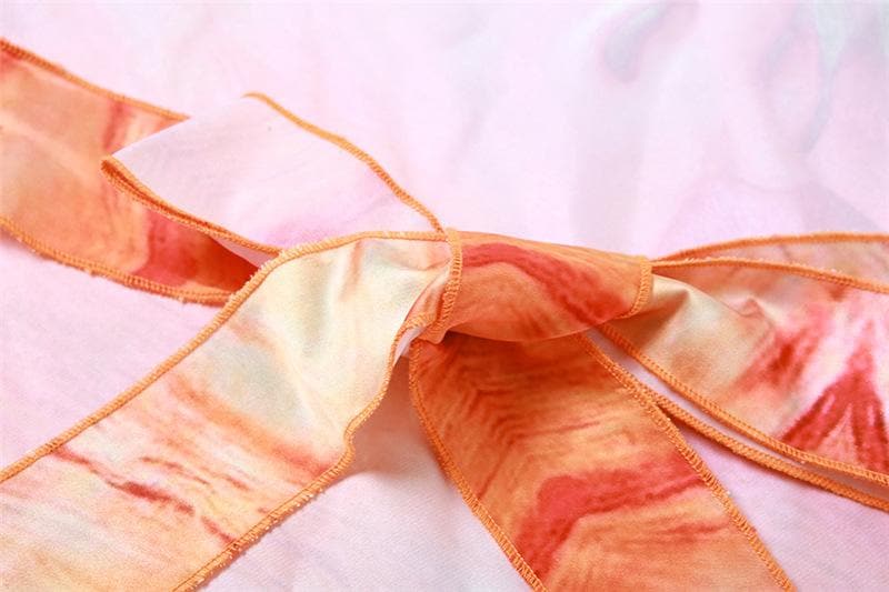 Halter abstract self tie backless contrast top