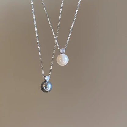 Rhinestone faux pearl pendant choker necklace