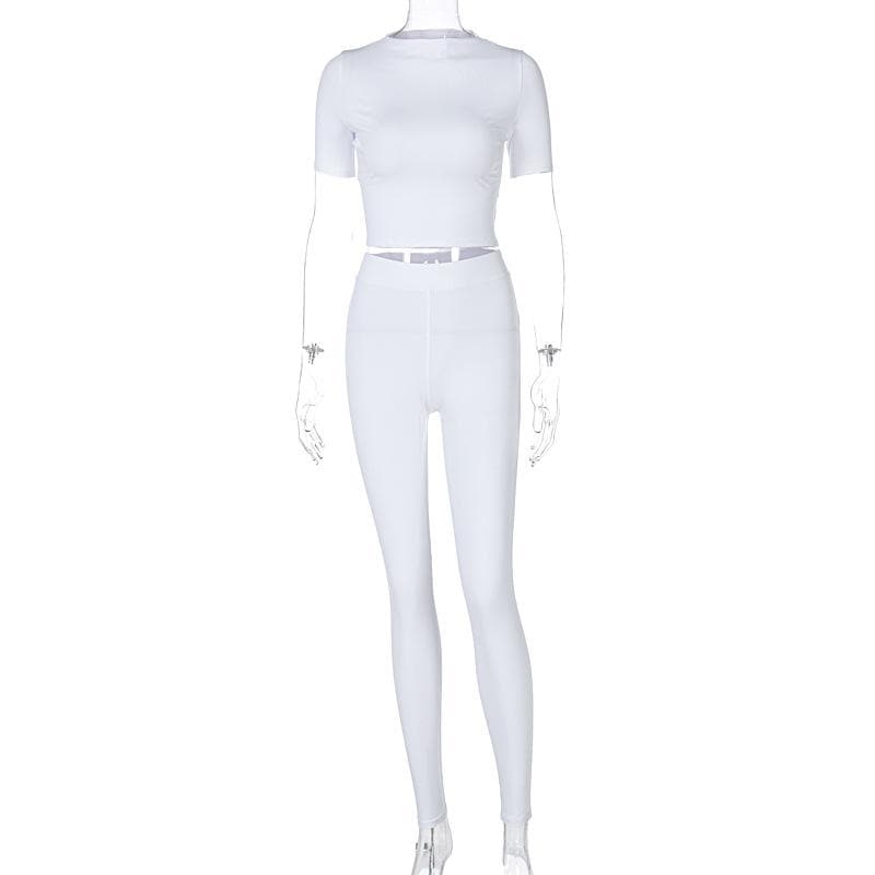 Short sleeve crewneck solid pant set