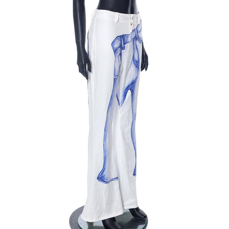 Contrast abstract pocket jeans