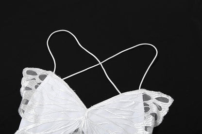 Butterfly embroidery cross back cami top